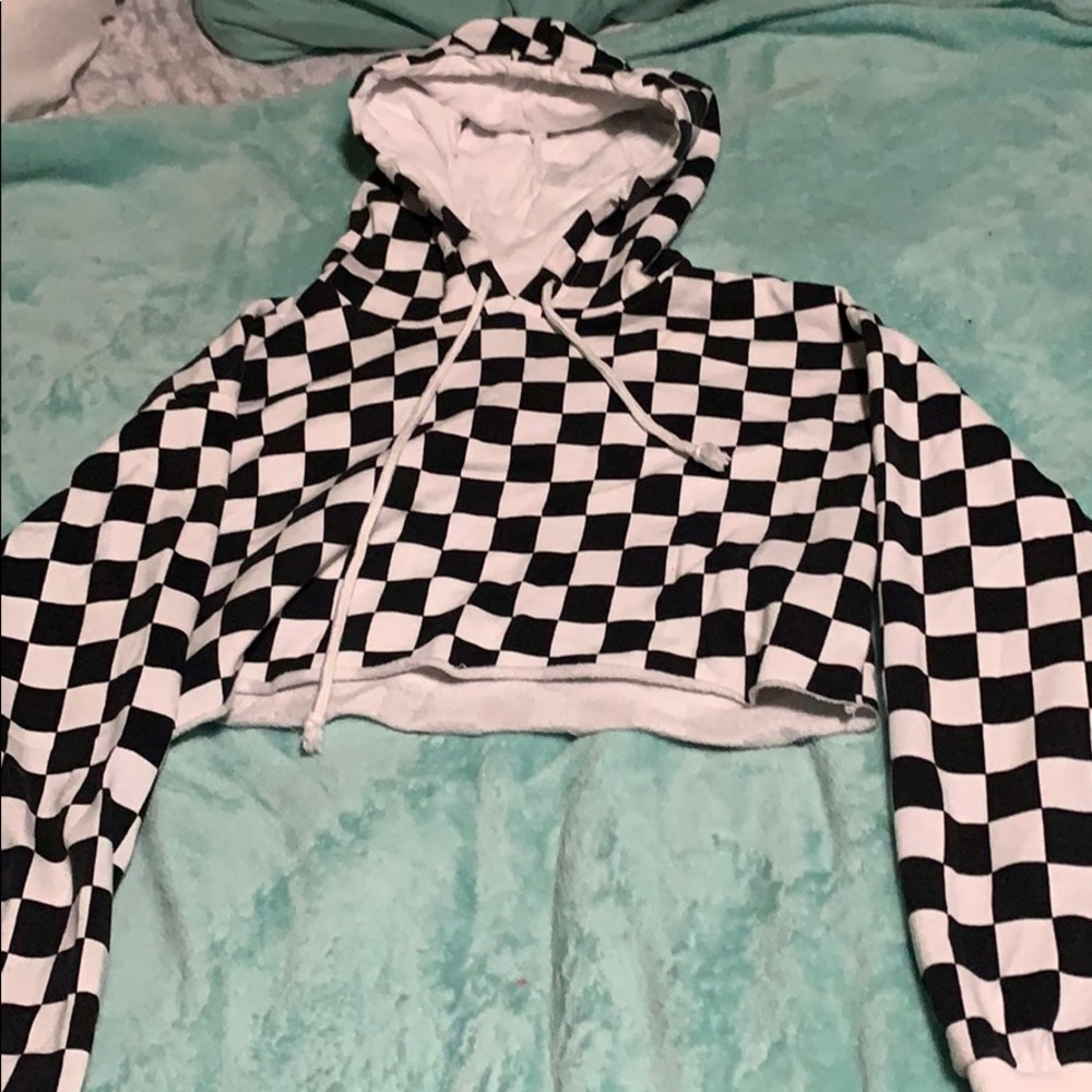 Checkered crop hoodie